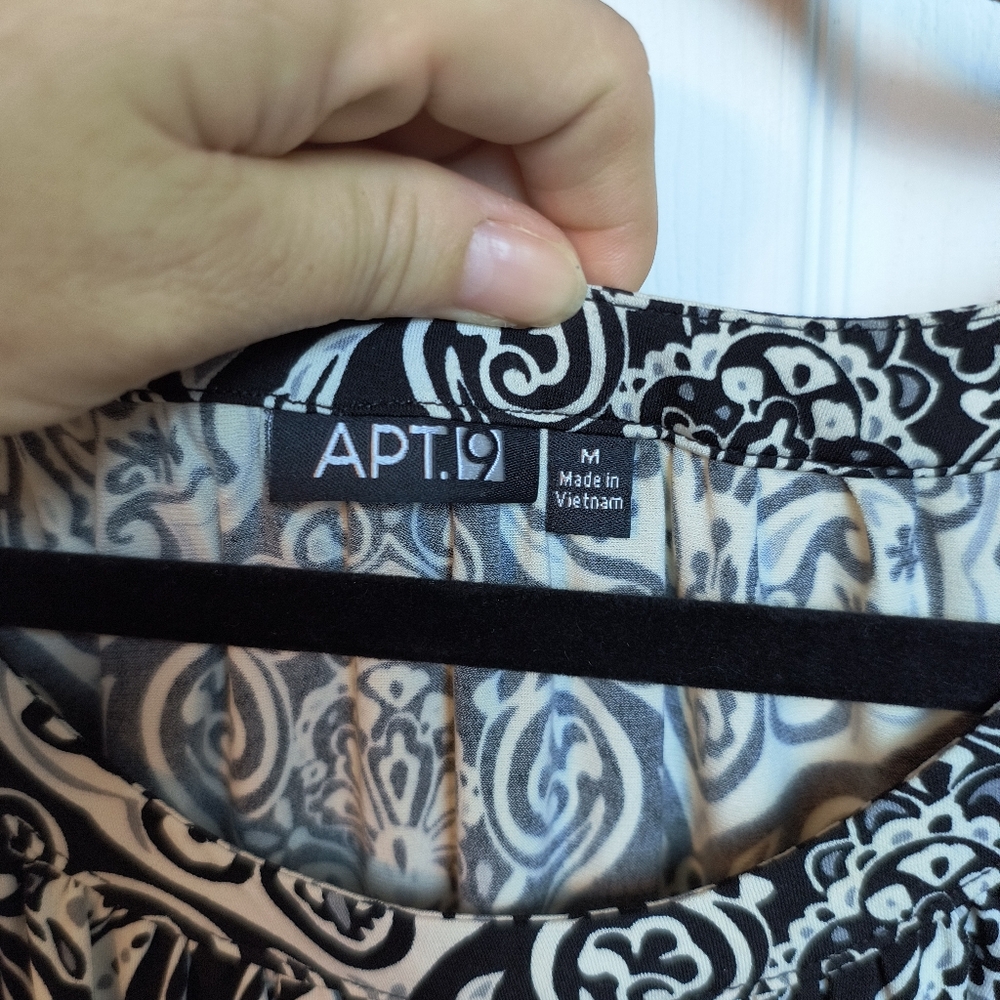 Apt 9 sleeveless fit & flare black & white knee length dress M - Picture 3 of 6